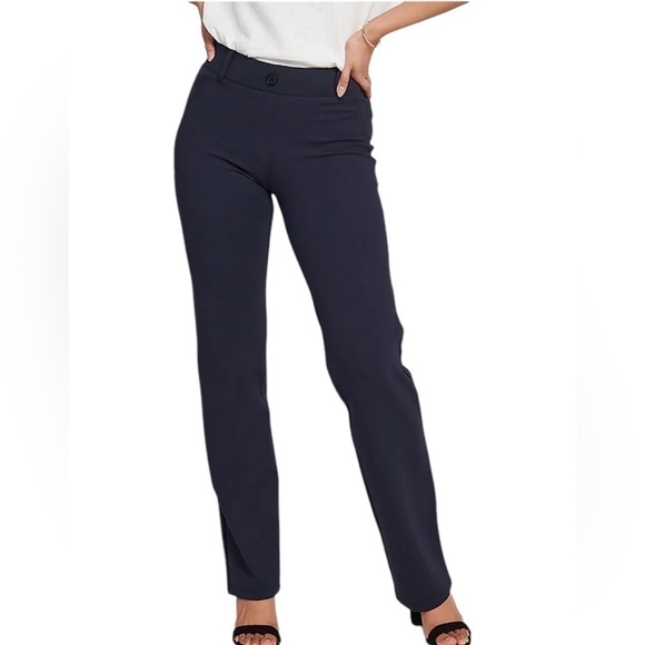 Betabrand Classic Dress Pant Yoga Pant | Straight, medium Long, Navy Blue - Picture 11 of 11